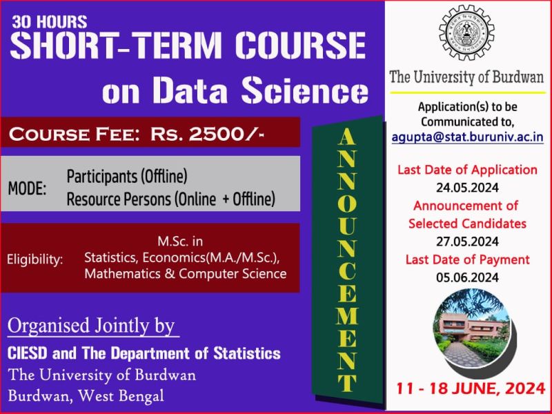 Data Science course by University of Burdwan